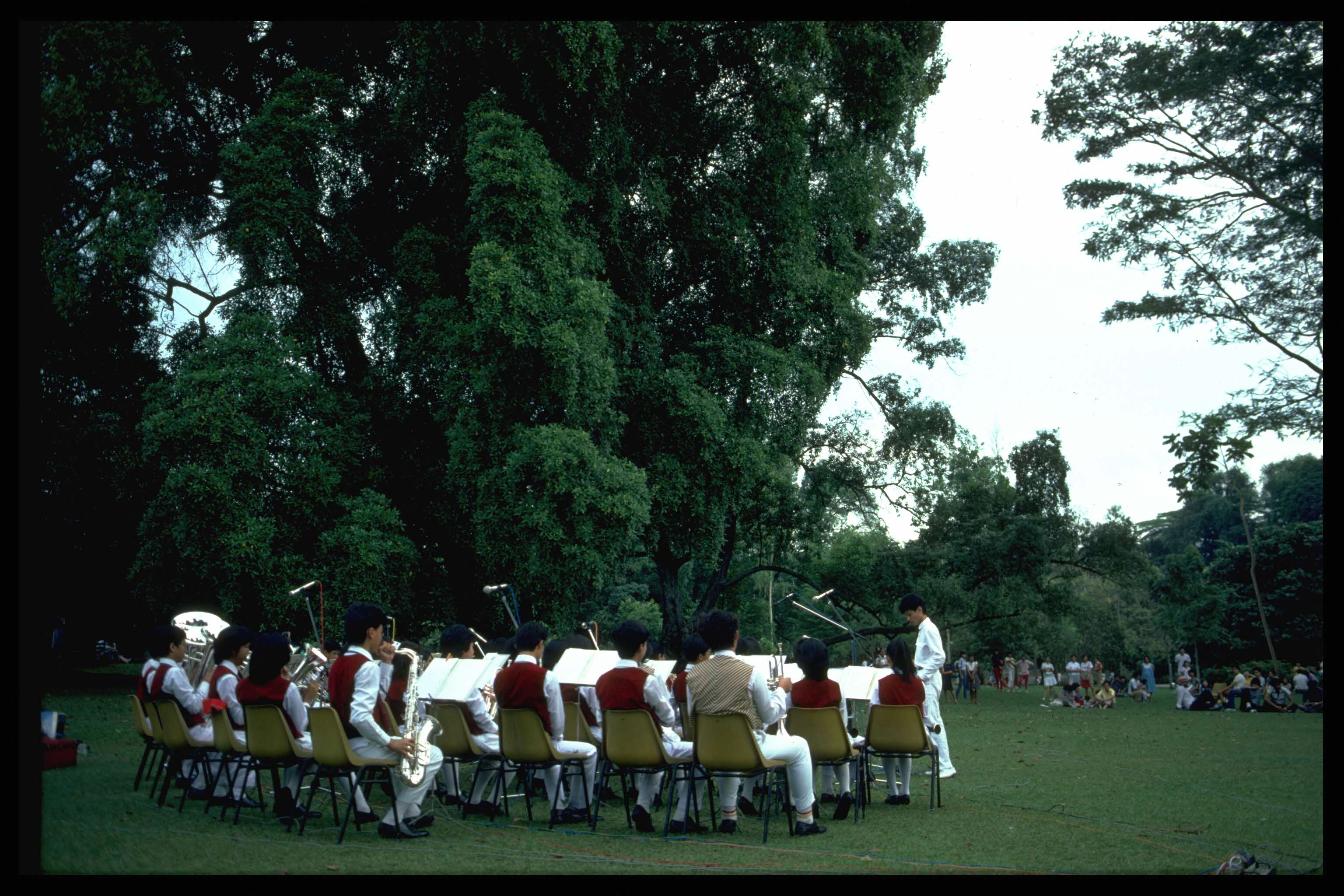 Brass band playing at Singapore Botanic Gardens, 1994